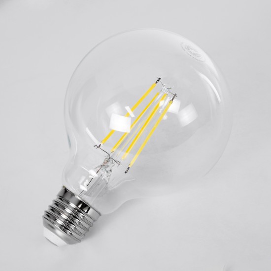 99092 Λάμπα LED Long Filament E27 G95 Γλόμπος 4W 840lm 360° AC 220-240V IP20 Φ9.5 x Υ13.8cm Φυσικό Λευκό 4000K με Διάφανο Γυαλί - Pro Series 210lm/W - A Ενεργειακή Κλάση - 3 Χρόνια Εγγύηση