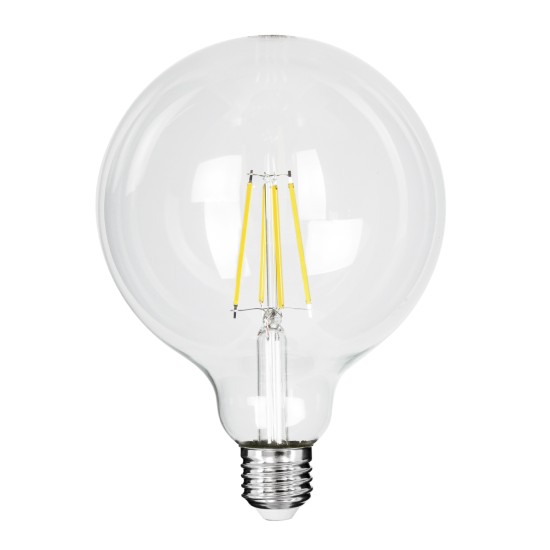 99093 Λάμπα LED Long Filament E27 G125 Γλόμπος 4W 840lm 360° AC 220-240V IP20 Φ12.5 x Υ13.8cm Φυσικό Λευκό 4000K με Διάφανο Γυαλί - Pro Series 210lm/W - A Ενεργειακή Κλάση - 3 Χρόνια Εγγύηση