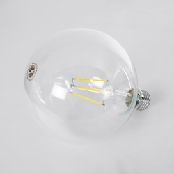 BUBBLE 99093 Λάμπα E27 G125 LED 4W 840lm 360° AC 220-240V IP20 Φυσικό Λευκό 4500K - Long Filament Chip - Διάφανο - Μ12.5 x Π12.5 x Υ13.8cm - 3 Χρόνια Εγγύηση