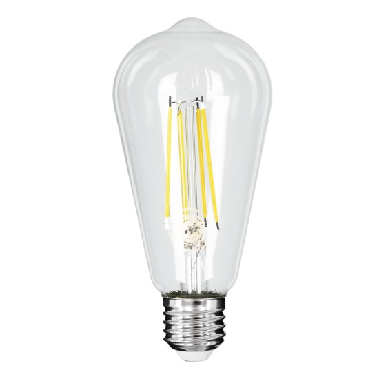 99094 Λάμπα LED Long Filament E27 ST64 Αχλάδι 4W 840lm 360° AC 220-240V IP20 Φ6.4 x Υ14.5cm Φυσικό Λευκό 4000K με Διάφανο Γυαλί - Pro Series 210lm/W - A Ενεργειακή Κλάση - 3 Χρόνια Εγγύηση