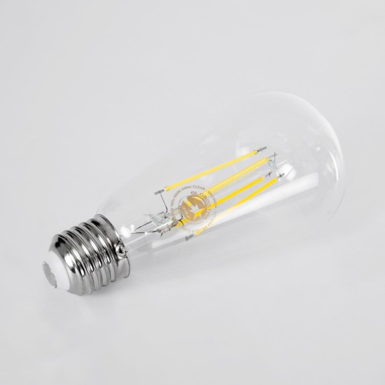 99094 Λάμπα LED Long Filament E27 ST64 Αχλάδι 4W 840lm 360° AC 220-240V IP20 Φ6.4 x Υ14.5cm Φυσικό Λευκό 4000K με Διάφανο Γυαλί - Pro Series 210lm/W - A Ενεργειακή Κλάση - 3 Χρόνια Εγγύηση