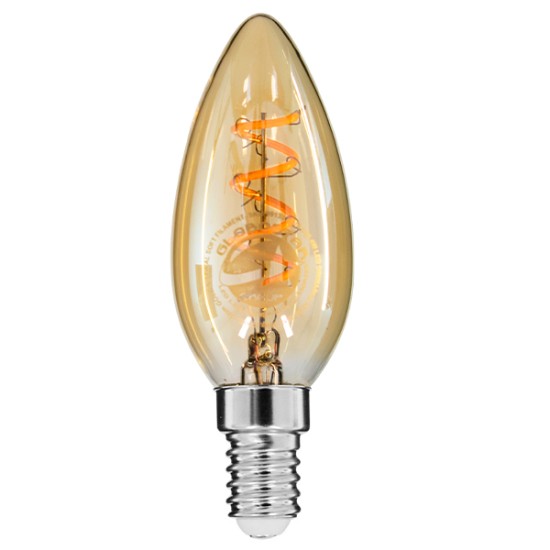 99133 Λάμπα E14 C35 Κεράκι LED SOFT SPIRAL FILAMENT 4W 320 lm 320° AC 85-265V Edison Retro με Μελί Γυαλί Ultra Θερμό Λευκό 2200 K Dimmable