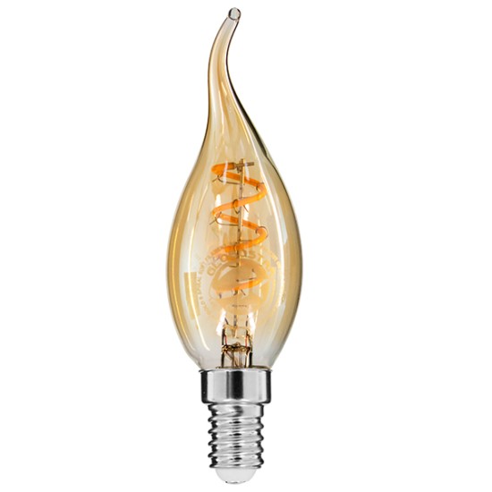 99134 Λάμπα E14 C35T Κεράκι LED SOFT SPIRAL FILAMENT 4W 320 lm 320° AC 85-265V Φλόγα Flame Edison Retro με Μελί Γυαλί Ultra Θερμό Λευκό 2200 K Dimmable