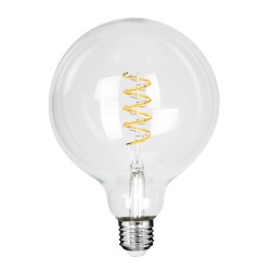 BUBBLE 99137 Λάμπα E27 G125 LED 4W 300lm 360° AC 220-240V IP20 Θερμό Λευκό 2700K Dimmable - Soft S Spiral Filament Chip - Διάφανο - Μ12.5 x Π12.5 x Υ18cm - 3 Χρόνια Εγγύηση