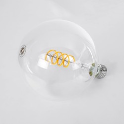 BUBBLE 99137 Λάμπα E27 G125 LED 4W 300lm 360° AC 220-240V IP20 Θερμό Λευκό 2700K Dimmable - Soft S Spiral Filament Chip - Διάφανο - Μ12.5 x Π12.5 x Υ18cm - 3 Χρόνια Εγγύηση