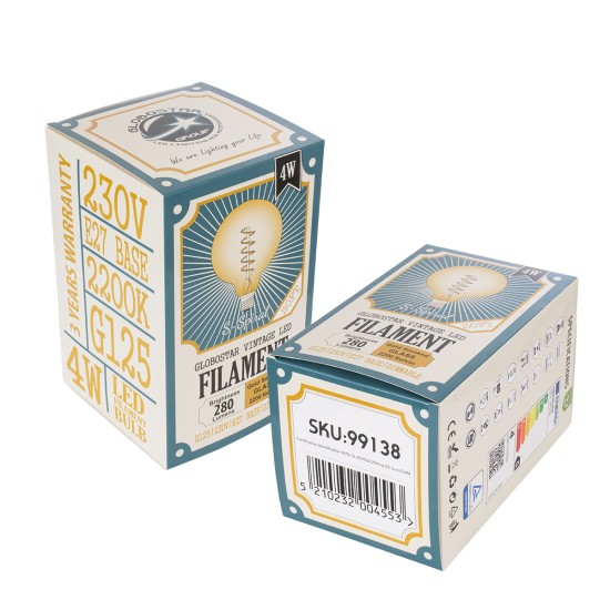 99138 Λάμπα LED Soft S Spiral Filament E27 G125 Γλόμπος 4W 280lm 360° AC 220-240V IP20 Φ12.5 x Υ18cm Ultra Θερμό Λευκό 2200K με Μελί Γυαλί - Dimmable - 3 Years Warranty