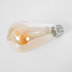 PEAR 99141 Λάμπα E27 ST64 LED 4W 280lm 360° AC 220-240V IP20 Ultra Θερμό Λευκό 2200K Dimmable - Soft T Spiral Filament Chip - Μελί - Μ6.4 x Π6.4 x Υ14cm - 3 Χρόνια Εγγύηση