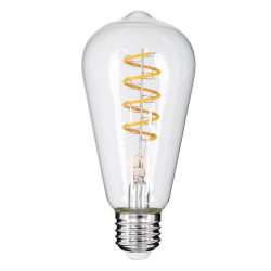 PEAR 99143 Λάμπα E27 ST64 LED 4W 300lm 360° AC 220-240V IP20 Θερμό Λευκό 2700K Dimmable - Soft S Spiral Filament Chip - Διάφανο - Μ6.4 x Π6.4 x Υ14cm - 3 Χρόνια Εγγύηση
