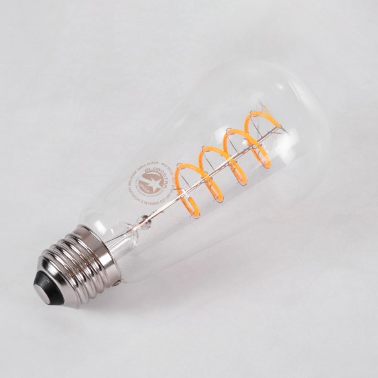 99143 Λάμπα LED Soft S Spiral Filament E27 ST64 Αχλάδι 4W 300lm 360° AC 220-240V IP20 Φ6.4 x Υ14cm Θερμό Λευκό 2700K με Διάφανο Γυαλί - Dimmable - 3 Χρόνια Εγγύηση