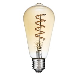 PEAR 99144 Λάμπα E27 ST64 LED 4W 280lm 360° AC 220-240V IP20 Ultra Θερμό Λευκό 2200K Dimmable - Soft S Spiral Filament Chip - Μελί - Μ6.4 x Π6.4 x Υ14cm - 3 Χρόνια Εγγύηση