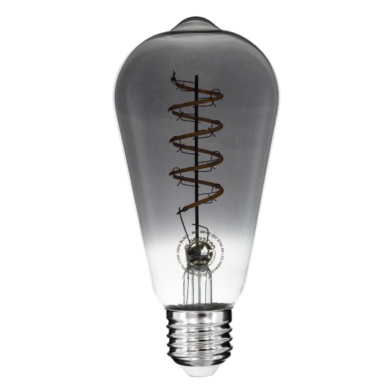 99145 Λάμπα LED Soft S Spiral Filament E27 ST64 Αχλάδι 4W 280lm 360° AC 220-240V IP20 Φ6.4 x Υ14cm Θερμό Λευκό 2700K με Φιμέ Γυαλί Dimmable - 3 Χρόνια Εγγύηση