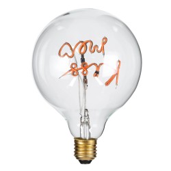 KISS ME 99256 Λάμπα E27 G125 LED 4W 340lm 360° AC 220-240V IP20 Ροζ Dimmable - Filament Chip - Διάφανο - Μ12.5 x Π12.5 x Υ18cm - 3 Χρόνια Εγγύηση