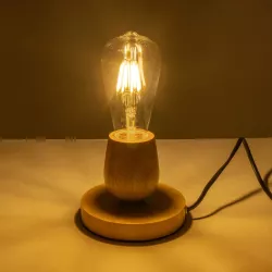 ROUND 99402 Μοντέρνο Επιτραπέζιο Φωτιστικό Πορτατίφ με Ντουί 1 x E27 AC 220-240V IP20 - Μπεζ - M12 x Π12 x Υ10cm