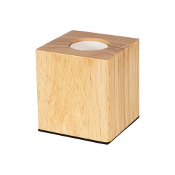 WOODBOX 99405 Μοντέρνο Επιτραπέζιο Φωτιστικό Πορτατίφ Μονόφωτο 1 x E27 IP20 Μπεζ Ξύλο - Μ7.6 x Π7.6 x Υ8.2cm
