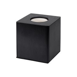 WOODBOX 99407 Μοντέρνο Επιτραπέζιο Φωτιστικό Πορτατίφ Μονόφωτο 1 x E27 IP20 Μαύρο Ξύλο - Μ7.6 x Π7.6 x Υ8.2cm