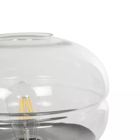 JAVAN 999-0036 Μοντέρνο Επιτραπέζιο Φωτιστικό Πορτατίφ Μονόφωτο 1 x E27 IP20 Διάφανο Γυαλί με Μαύρο Μέταλλο - Μ30 x Π30 x Υ19cm