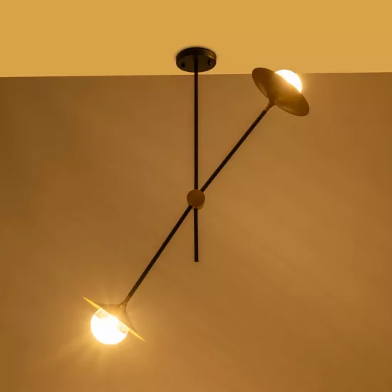 JOLIET 999-0043 Μοντέρνο Φωτιστικό Οροφής με Ντουί 2 x G9 AC 220-240V IP20 - Μαύρο & Χρυσό - Μ93 x Π20 x Υ106cm