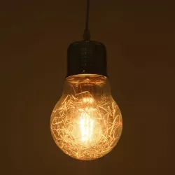 LAMP 999-0056 Μοντέρνο Κρεμαστό Φωτιστικό Οροφής με Ντουί 1 x E27 AC 220-240V IP20 - Διάφανο, Χρυσό & Ασημί - Μ15 x Π15 x Υ27cm