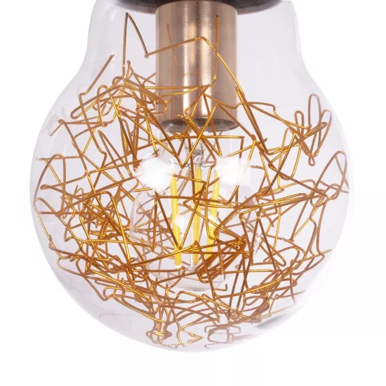 LAMP 999-0056 Μοντέρνο Κρεμαστό Φωτιστικό Οροφής με Ντουί 1 x E27 AC 220-240V IP20 - Διάφανο, Χρυσό & Ασημί - Μ15 x Π15 x Υ27cm