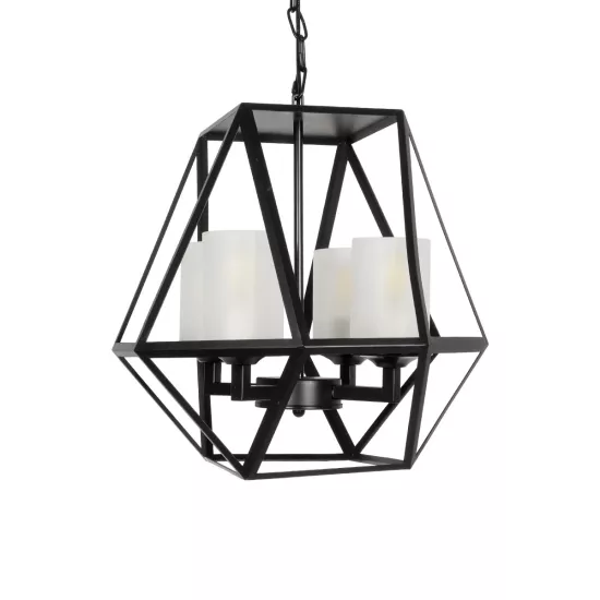 DASTAR 999-0091 Vintage Κρεμαστό Φωτιστικό Οροφής με Ντουί 4 x E27 AC 220-240V IP20 - Μαύρο & Λευκό - Μ42 x Π42 x Υ43cm