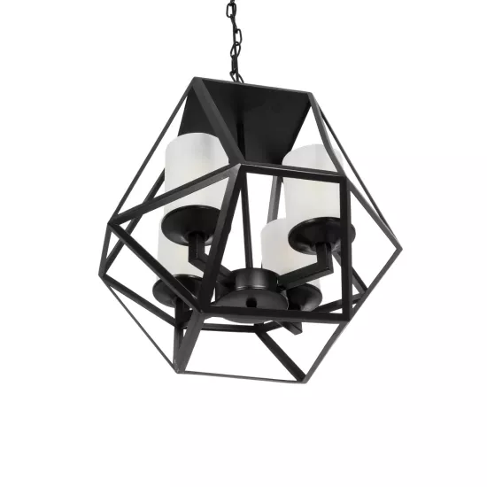 DASTAR 999-0091 Vintage Κρεμαστό Φωτιστικό Οροφής με Ντουί 4 x E27 AC 220-240V IP20 - Μαύρο & Λευκό - Μ42 x Π42 x Υ43cm