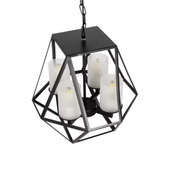 DASTAR 999-0091 Vintage Κρεμαστό Φωτιστικό Οροφής με Ντουί 4 x E27 AC 220-240V IP20 - Μαύρο & Λευκό - Μ42 x Π42 x Υ43cm