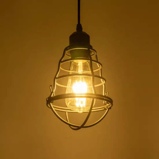 ALDO 999-0096 Vintage Κρεμαστό Φωτιστικό Οροφής με Ντουί 1 x E27 AC 220-240V IP20 - Μαύρο - Μ15 x Π15 x Υ24cm