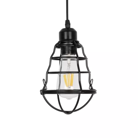 ALDO 999-0096 Vintage Κρεμαστό Φωτιστικό Οροφής με Ντουί 1 x E27 AC 220-240V IP20 - Μαύρο - Μ15 x Π15 x Υ24cm