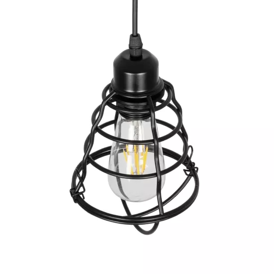 ALDO 999-0096 Vintage Κρεμαστό Φωτιστικό Οροφής με Ντουί 1 x E27 AC 220-240V IP20 - Μαύρο - Μ15 x Π15 x Υ24cm