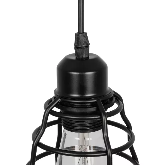 ALDO 999-0096 Vintage Κρεμαστό Φωτιστικό Οροφής με Ντουί 1 x E27 AC 220-240V IP20 - Μαύρο - Μ15 x Π15 x Υ24cm