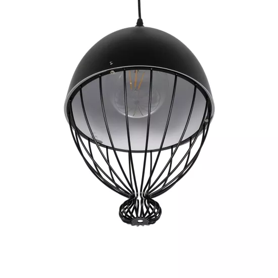 CANARIO 999-0111 Vintage Κρεμαστό Φωτιστικό Οροφής με Ντουί 1 x E27 AC 220-240V IP20 - Μαύρο - Μ28 x Π28 x Υ47cm