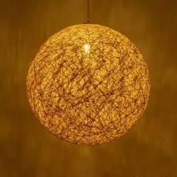 OCEANA 999-0155 Boho Κρεμαστό Φωτιστικό Οροφής με Ντουί 1 x E27 AC 220-240V IP20 - Μπεζ & Χρυσό - Μ60 x Π60 x Υ60cm