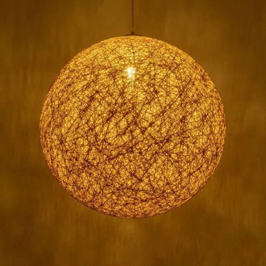 OCEANA 999-0155 Boho Κρεμαστό Φωτιστικό Οροφής με Ντουί 1 x E27 AC 220-240V IP20 - Μπεζ & Χρυσό - Μ60 x Π60 x Υ60cm