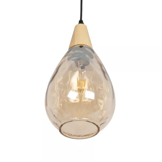 NOAH 999-0185 Μοντέρνο Κρεμαστό Φωτιστικό Οροφής με Ντουί 1 x E27 AC 220-240V IP20 - Μελί & Μπεζ - Μ16 x Π16 x Υ32cm