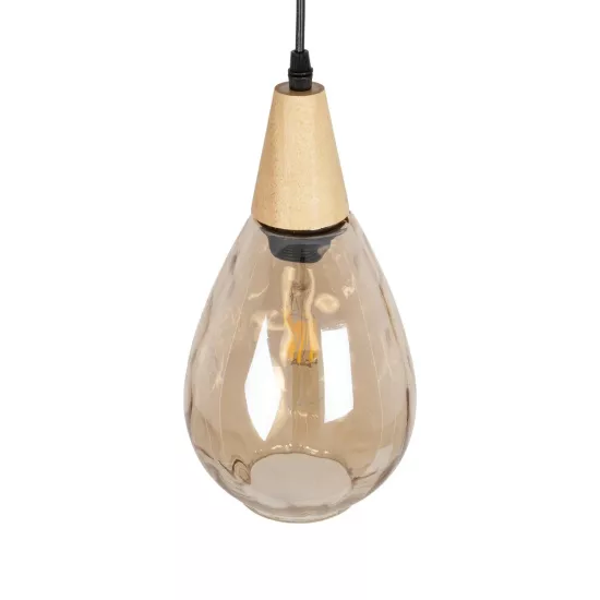 NOAH 999-0185 Μοντέρνο Κρεμαστό Φωτιστικό Οροφής με Ντουί 1 x E27 AC 220-240V IP20 - Μελί & Μπεζ - Μ16 x Π16 x Υ32cm