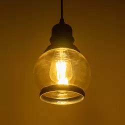 OLIVER 999-0186 Vintage Κρεμαστό Φωτιστικό Οροφής με Ντουί 1 x E27 AC 220-240V IP20 - Μελί & Μαύρο - Μ16 x Π16 x Υ25cm