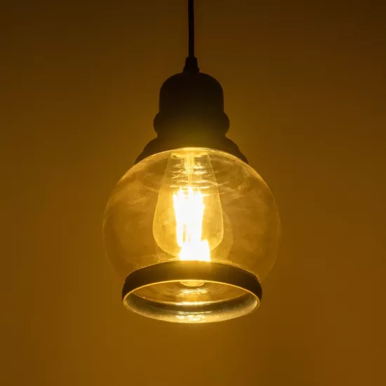 OLIVER 999-0186 Vintage Κρεμαστό Φωτιστικό Οροφής με Ντουί 1 x E27 AC 220-240V IP20 - Μελί & Μαύρο - Μ16 x Π16 x Υ25cm