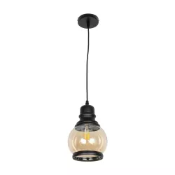 OLIVER 999-0186 Vintage Κρεμαστό Φωτιστικό Οροφής με Ντουί 1 x E27 AC 220-240V IP20 - Μελί & Μαύρο - Μ16 x Π16 x Υ25cm