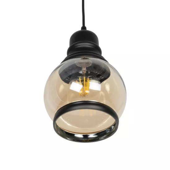 OLIVER 999-0186 Vintage Κρεμαστό Φωτιστικό Οροφής με Ντουί 1 x E27 AC 220-240V IP20 - Μελί & Μαύρο - Μ16 x Π16 x Υ25cm