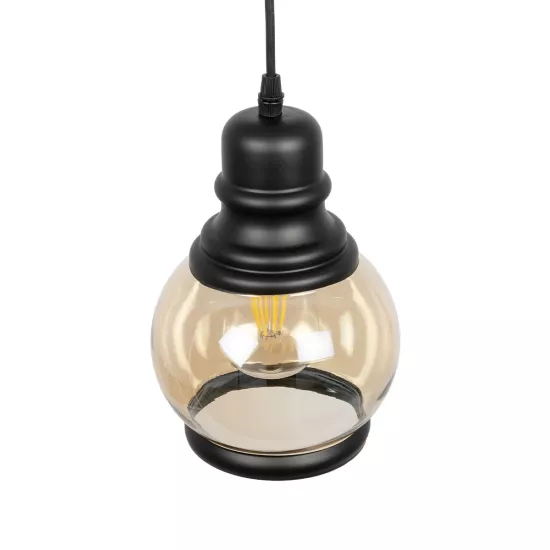 OLIVER 999-0186 Vintage Κρεμαστό Φωτιστικό Οροφής με Ντουί 1 x E27 AC 220-240V IP20 - Μελί & Μαύρο - Μ16 x Π16 x Υ25cm