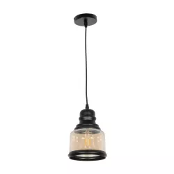 OLIVER 999-0187 Vintage Κρεμαστό Φωτιστικό Οροφής με Ντουί 1 x E27 AC 220-240V IP20 - Μελί & Μαύρο - Μ15 x Π15 x Υ21.5cm