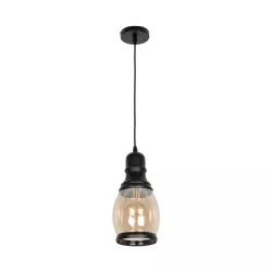 OLIVER 999-0188 Vintage Κρεμαστό Φωτιστικό Οροφής με Ντουί 1 x E27 AC 220-240V IP20 - Μελί & Μαύρο - Μ14 x Π14 x Υ30cm