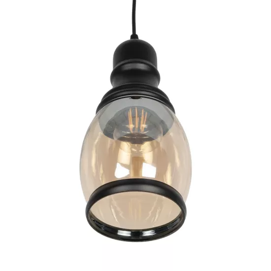 OLIVER 999-0188 Vintage Κρεμαστό Φωτιστικό Οροφής με Ντουί 1 x E27 AC 220-240V IP20 - Μελί & Μαύρο - Μ14 x Π14 x Υ30cm