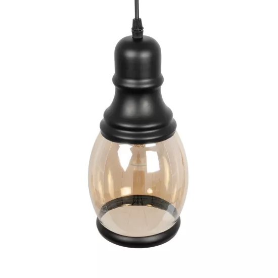 OLIVER 999-0188 Vintage Κρεμαστό Φωτιστικό Οροφής με Ντουί 1 x E27 AC 220-240V IP20 - Μελί & Μαύρο - Μ14 x Π14 x Υ30cm