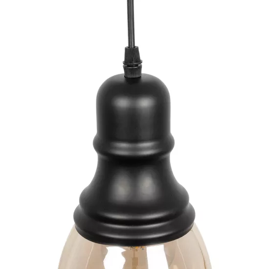 OLIVER 999-0188 Vintage Κρεμαστό Φωτιστικό Οροφής με Ντουί 1 x E27 AC 220-240V IP20 - Μελί & Μαύρο - Μ14 x Π14 x Υ30cm