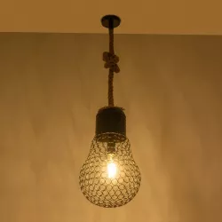 URBAN 999-0192 Vintage Κρεμαστό Φωτιστικό Οροφής με Ντουί 1 x E27 AC 220-240V IP20 - Μαύρο & Μπεζ - Μ28 x Π28 x Υ80cm