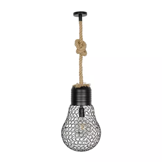 URBAN 999-0192 Vintage Κρεμαστό Φωτιστικό Οροφής με Ντουί 1 x E27 AC 220-240V IP20 - Μαύρο & Μπεζ - Μ28 x Π28 x Υ80cm