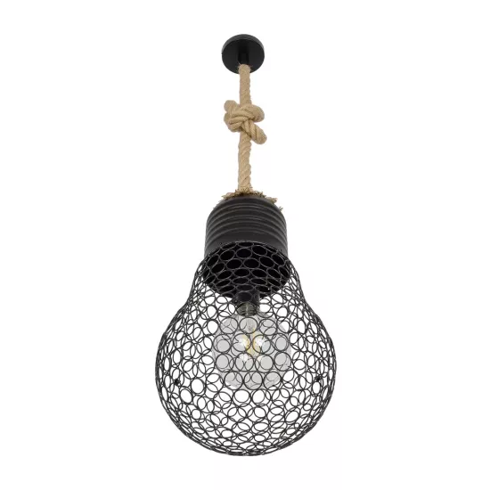 URBAN 999-0192 Vintage Κρεμαστό Φωτιστικό Οροφής με Ντουί 1 x E27 AC 220-240V IP20 - Μαύρο & Μπεζ - Μ28 x Π28 x Υ80cm