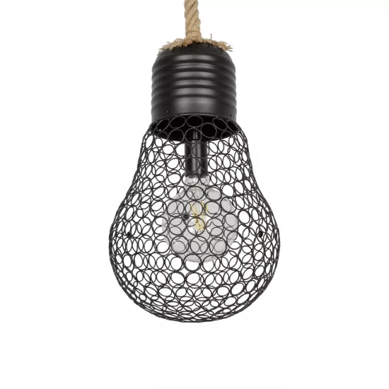 URBAN 999-0192 Vintage Κρεμαστό Φωτιστικό Οροφής με Ντουί 1 x E27 AC 220-240V IP20 - Μαύρο & Μπεζ - Μ28 x Π28 x Υ80cm