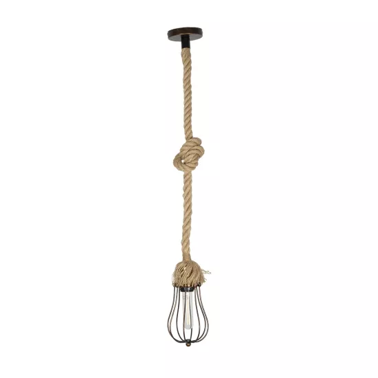 CAMBER 999-0200 Vintage Κρεμαστό Φωτιστικό Οροφής με Ντουί 1 x E27 AC 220-240V IP20 - Χάλκινο & Μπεζ - Μ12 x Π12 x Υ80cm